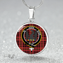 Scottish MacIan Ancient Clan Tartan Circle Necklace - Crest Classic Scottish Plaid Tartan Plaid