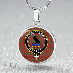Scottish MacDonell of Keppoch 1847 Variant Ancient Clan Tartan Circle Necklace - Crest Classic Scottish Plaid Tartan Plaid