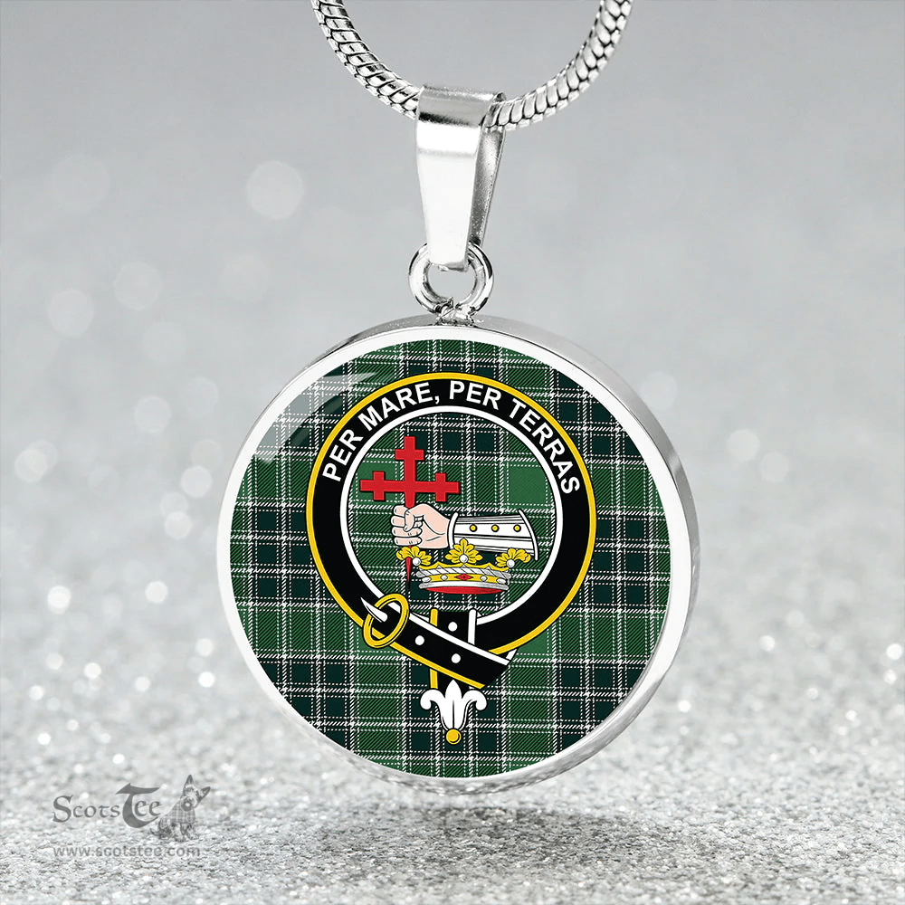 Scottish MacDonald Lord of the Isles; Hunting Modern Clan Tartan Circle Necklace - Crest Classic Scottish Plaid Tartan Plaid