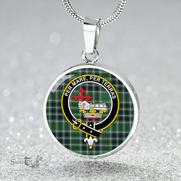 Scottish MacDonald Lord of the Isles; Hunting Modern Clan Tartan Circle Necklace - Crest Classic Scottish Plaid Tartan Plaid