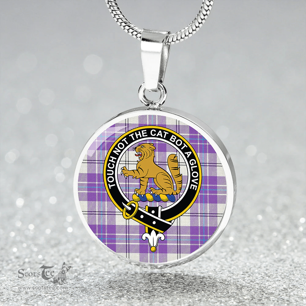 Scottish MacPherson Dress Purple Modern Clan Tartan Circle Necklace - Crest Classic Scottish Plaid Tartan Plaid