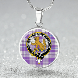 Scottish MacPherson Dress Purple Modern Clan Tartan Circle Necklace - Crest Classic Scottish Plaid Tartan Plaid