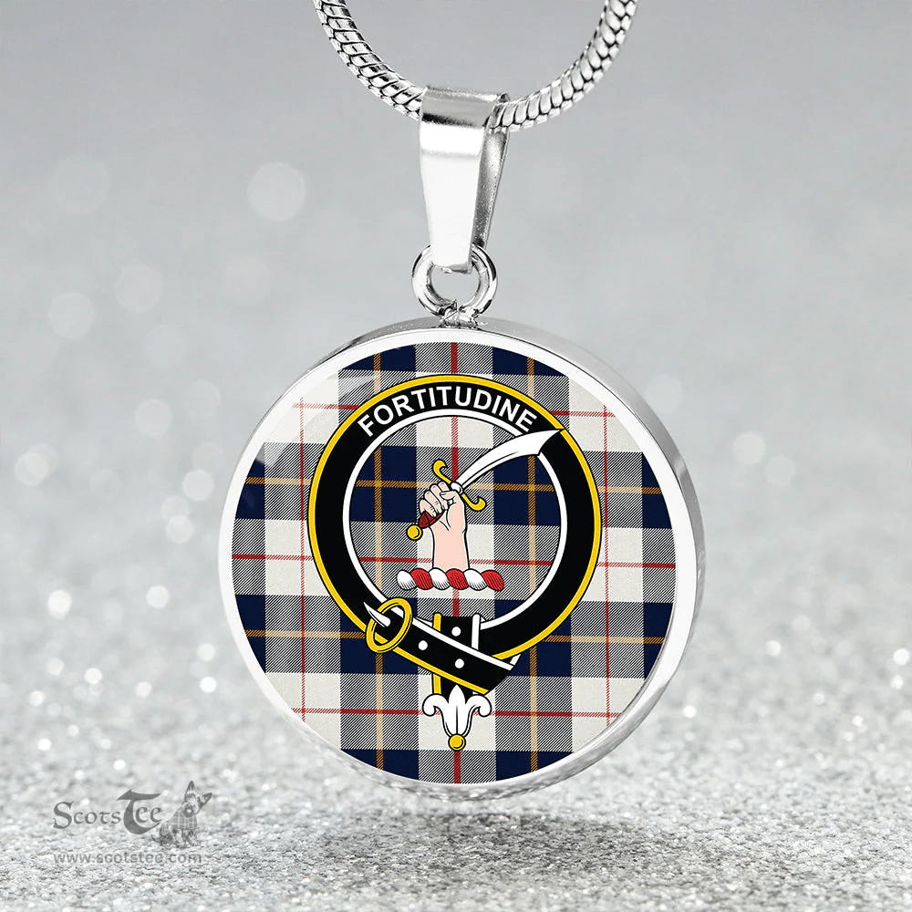 Scottish MacRae of Conchra Modern Clan Tartan Circle Necklace - Crest Classic Scottish Plaid Tartan Plaid