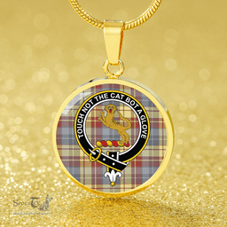 Scottish MacGlashan 1800 Ancient Clan Tartan Circle Necklace - Crest Classic Scottish Plaid Tartan Plaid