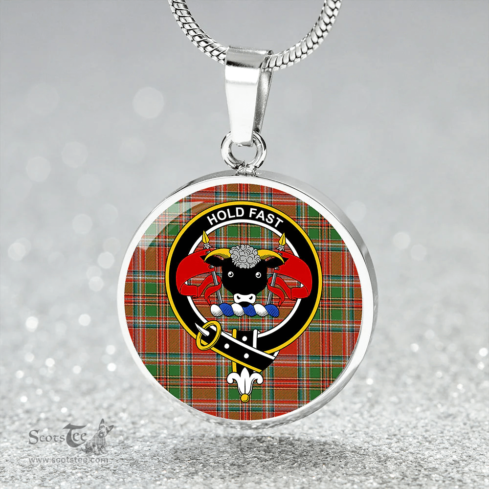 Scottish MacLeod of Gesto Ancient Clan Tartan Circle Necklace - Crest Classic Scottish Plaid Tartan Plaid