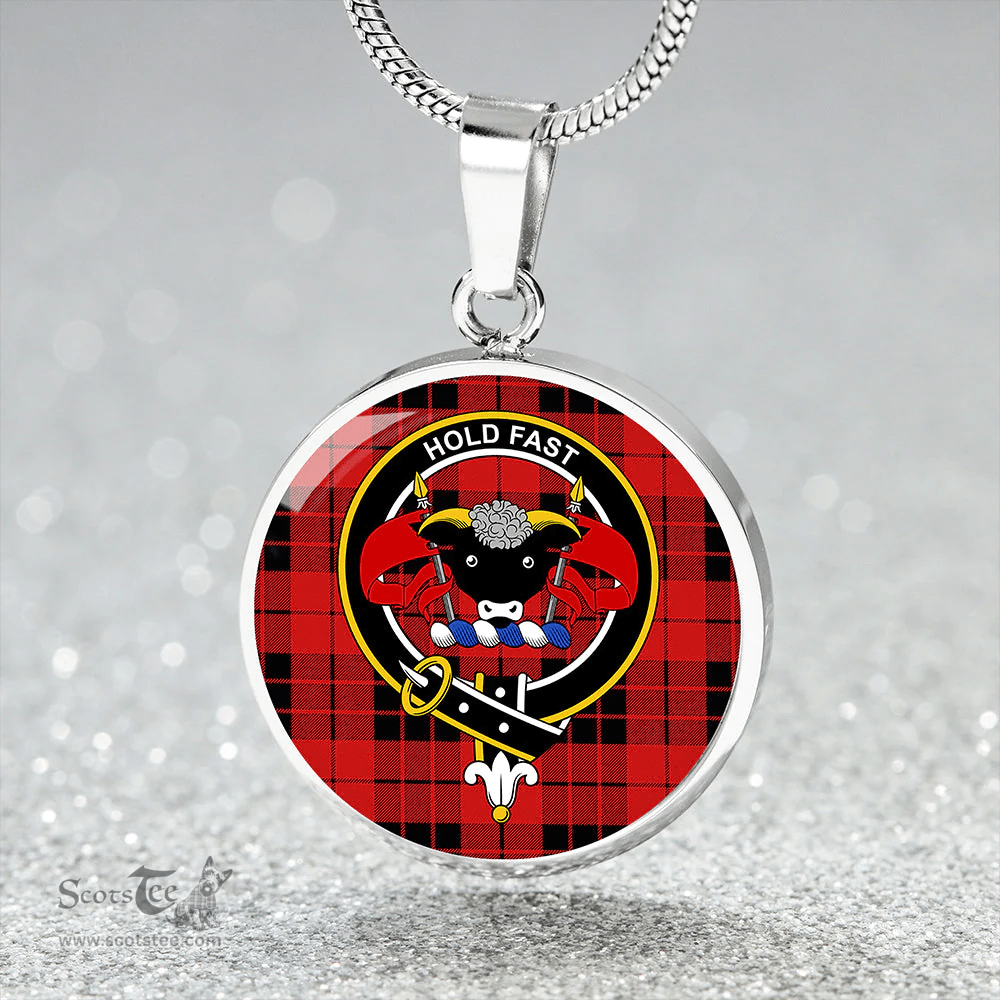 Scottish MacLeod of Raasay Modern Clan Tartan Circle Necklace - Crest Classic Scottish Plaid Tartan Plaid