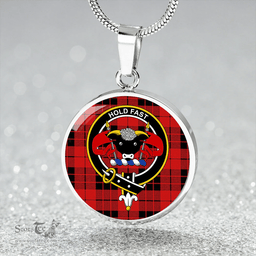 Scottish MacLeod of Raasay Modern Clan Tartan Circle Necklace - Crest Classic Scottish Plaid Tartan Plaid