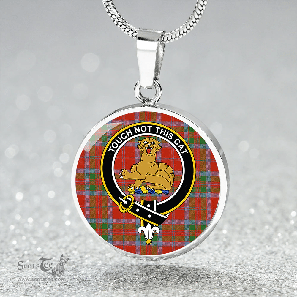 Scottish MacGillivray Ancient Clan Tartan Circle Necklace - Crest Classic Scottish Plaid Tartan Plaid