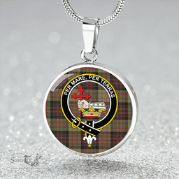 Scottish MacDonald #2 (Donald #2) Weathered Clan Tartan Circle Necklace - Crest Classic Scottish Plaid Tartan Plaid