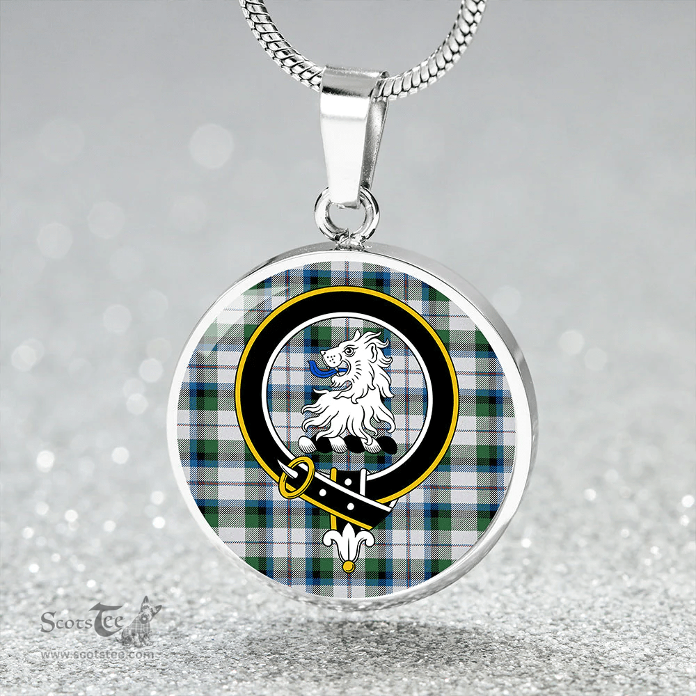 Scottish MacNaughton Dress Ancient Clan Tartan Circle Necklace - Crest Classic Scottish Plaid Tartan Plaid