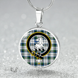 Scottish MacNaughton Dress Ancient Clan Tartan Circle Necklace - Crest Classic Scottish Plaid Tartan Plaid
