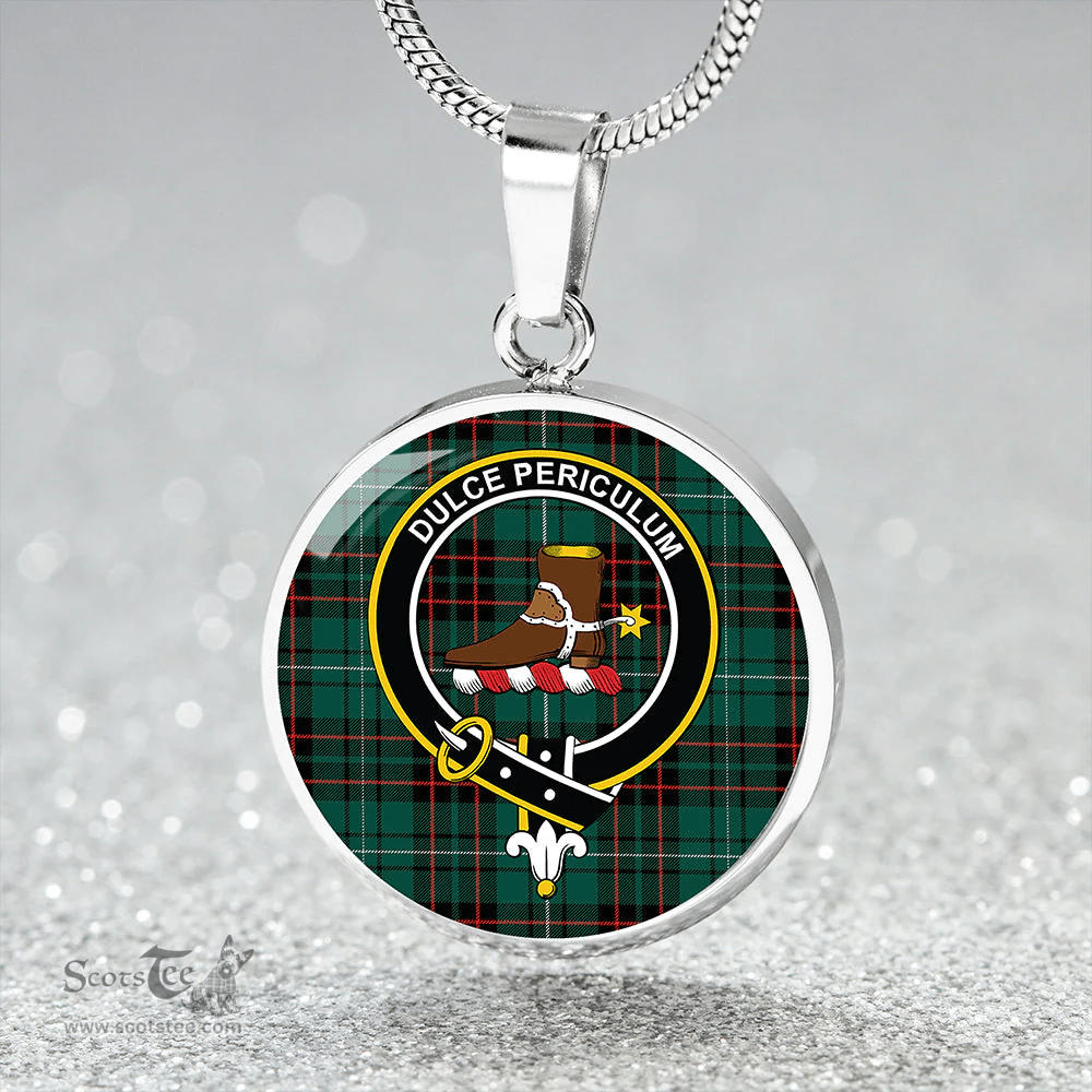 Scottish MacAulay of Lewis Modern Clan Tartan Circle Necklace - Crest Classic Scottish Plaid Tartan Plaid