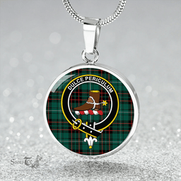 Scottish MacAulay of Lewis Modern Clan Tartan Circle Necklace - Crest Classic Scottish Plaid Tartan Plaid