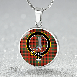 Scottish MacColl Old (MacCall Old) Ancient Clan Tartan Circle Necklace - Crest Classic Scottish Plaid Tartan Plaid