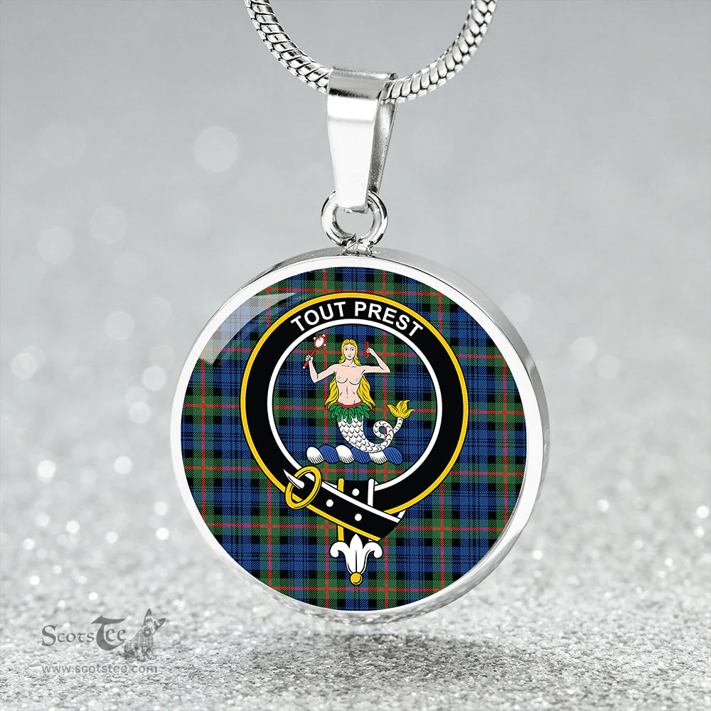 Scottish Murray Modern Clan Tartan Circle Necklace - Crest Classic Scottish Plaid Tartan Plaid