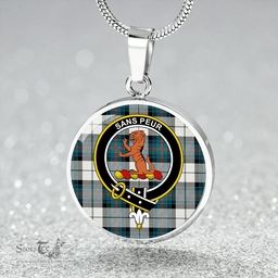 Scottish Sutherland Dress Royal Blue Ancient Clan Tartan Circle Necklace - Crest Classic Scottish Plaid Tartan Plaid