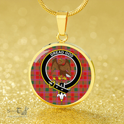 Scottish Cameron of Lochiel #2 (Munro #2) Modern Clan Tartan Circle Necklace - Crest Classic Scottish Plaid Tartan Plaid