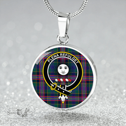 Scottish Pitcairn Hunting Modern Clan Tartan Circle Necklace - Crest Classic Scottish Plaid Tartan Plaid