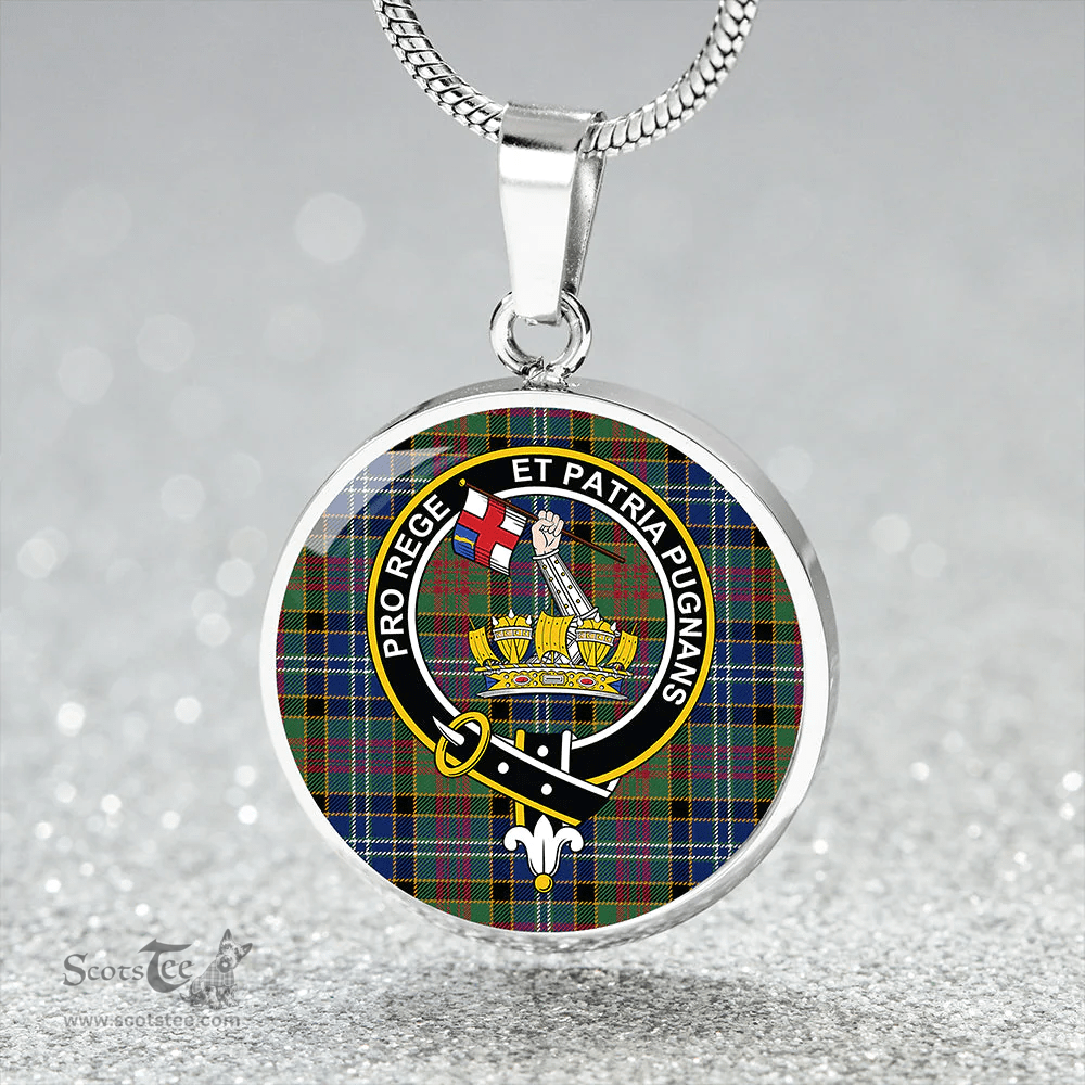Scottish Paisley Drennan (Drennan Drennan) Modern Clan Tartan Circle Necklace - Crest Classic Scottish Plaid Tartan Plaid