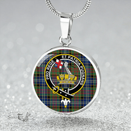 Scottish Paisley Drennan (Drennan Drennan) Modern Clan Tartan Circle Necklace - Crest Classic Scottish Plaid Tartan Plaid