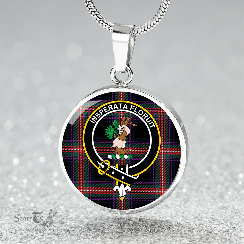 Scottish Watt (Wate) Modern Clan Tartan Circle Necklace - Crest Classic Scottish Plaid Tartan Plaid