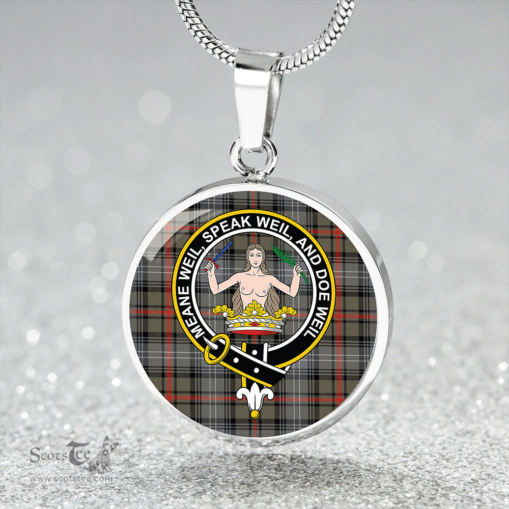 Scottish Urquhart #2 Ancient Clan Tartan Circle Necklace - Crest Classic Scottish Plaid Tartan Plaid