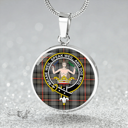 Scottish Urquhart #2 Ancient Clan Tartan Circle Necklace - Crest Classic Scottish Plaid Tartan Plaid