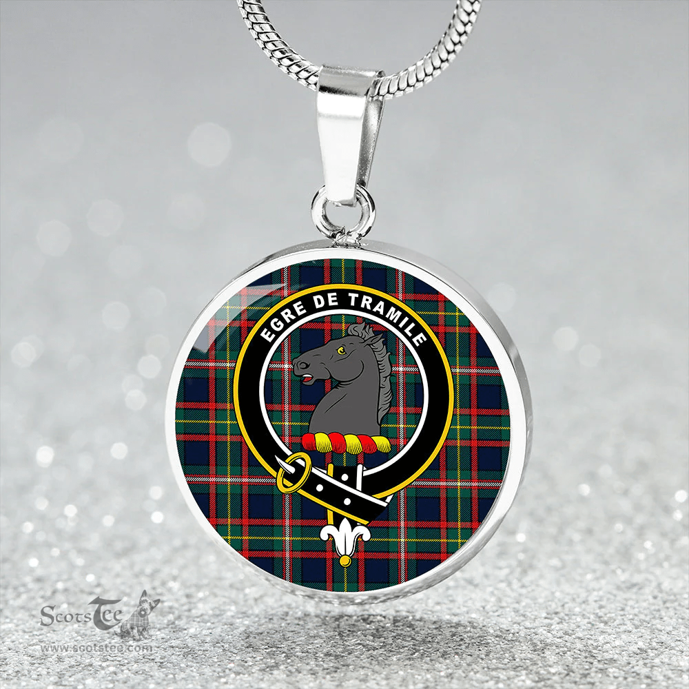Scottish Tait Wedding Modern Clan Tartan Circle Necklace - Crest Classic Scottish Plaid Tartan Plaid