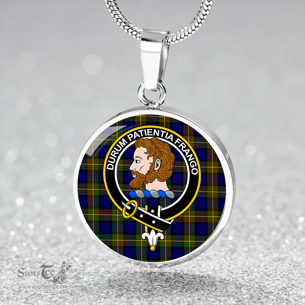 Scottish More (Muir) Clan Tartan Circle Necklace - Crest Classic Scottish Plaid Tartan Plaid