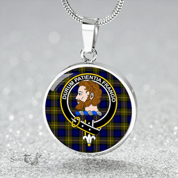 Scottish More (Muir) Clan Tartan Circle Necklace - Crest Classic Scottish Plaid Tartan Plaid
