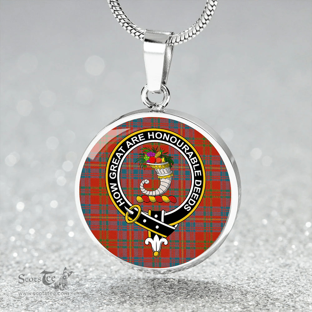 Scottish Walker Evening Ancient Clan Tartan Circle Necklace - Crest Classic Scottish Plaid Tartan Plaid