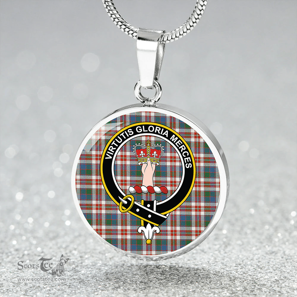 Scottish Robertson Dress #2 Ancient Clan Tartan Circle Necklace - Crest Classic Scottish Plaid Tartan Plaid