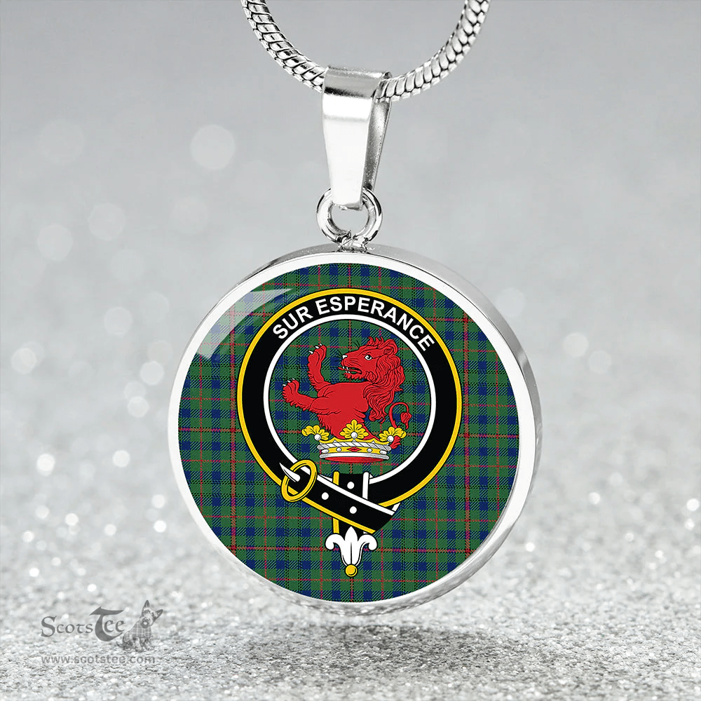 Scottish Moncrieffe of Atholl Modern Clan Tartan Circle Necklace - Crest Classic Scottish Plaid Tartan Plaid