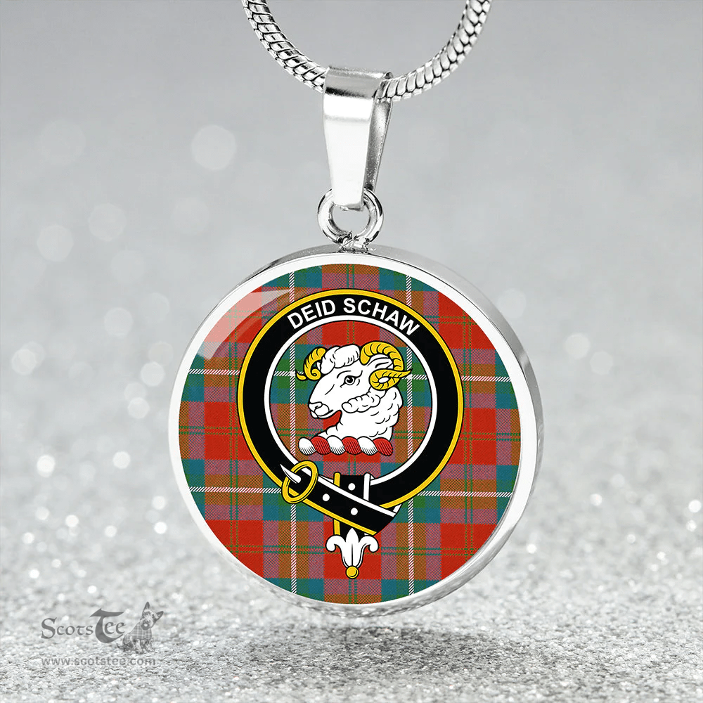 Scottish Ruthven Ancient Clan Tartan Circle Necklace - Crest Classic Scottish Plaid Tartan Plaid