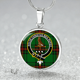 Scottish Orrock Clan Tartan Circle Necklace - Crest Classic Scottish Plaid Tartan Plaid