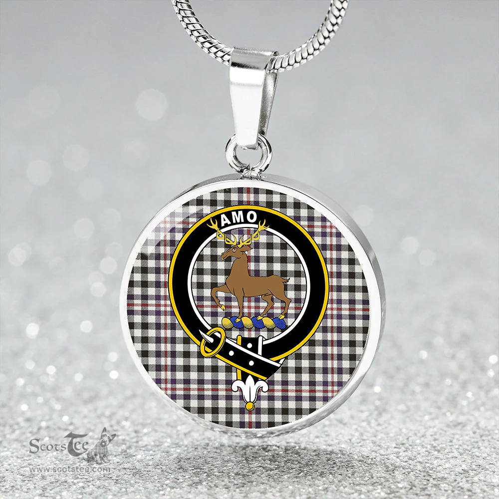 Scottish Scott (Sir Walter) #2 Weathered Clan Tartan Circle Necklace - Crest Classic Scottish Plaid Tartan Plaid