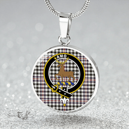 Scottish Scott (Sir Walter) #2 Weathered Clan Tartan Circle Necklace - Crest Classic Scottish Plaid Tartan Plaid