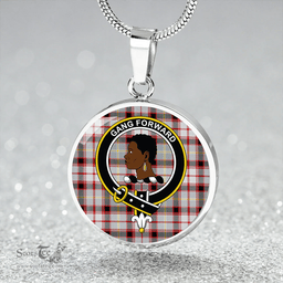 Scottish Stirling and Bannockburn Dress Modern Clan Tartan Circle Necklace - Crest Classic Scottish Plaid Tartan Plaid
