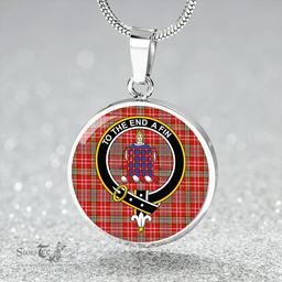 Scottish Ogilvie Modern Clan Tartan Circle Necklace - Crest Classic Scottish Plaid Tartan Plaid