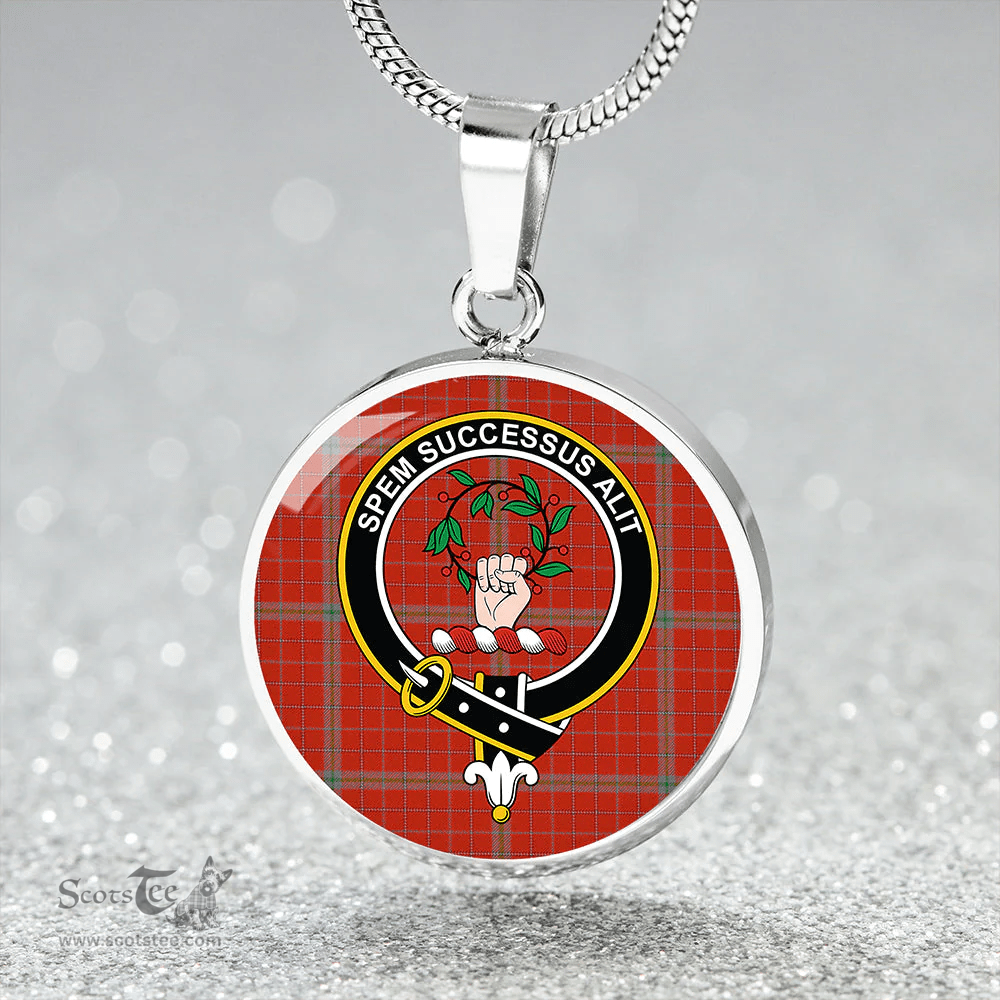 Scottish Ross David Modern Clan Tartan Circle Necklace - Crest Classic Scottish Plaid Tartan Plaid