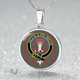 Scottish Robertson of Struan Weathered Clan Tartan Circle Necklace - Crest Classic Scottish Plaid Tartan Plaid