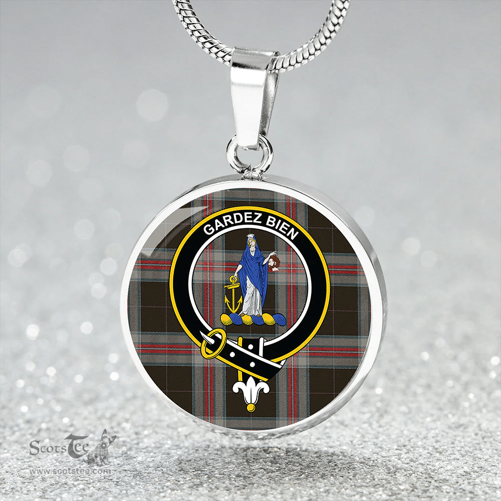 Scottish Montgomery Colin Weathered Clan Tartan Circle Necklace - Crest Classic Scottish Plaid Tartan Plaid