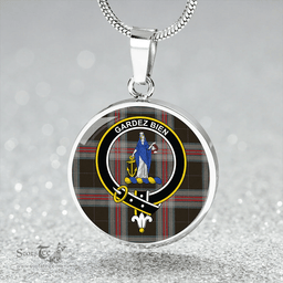 Scottish Montgomery Colin Weathered Clan Tartan Circle Necklace - Crest Classic Scottish Plaid Tartan Plaid
