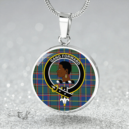 Scottish Stirling University of Tartan Modern Clan Tartan Circle Necklace - Crest Classic Scottish Plaid Tartan Plaid