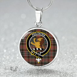 Scottish Newlands (Walker Newlands) Weathered Clan Tartan Circle Necklace - Crest Classic Scottish Plaid Tartan Plaid