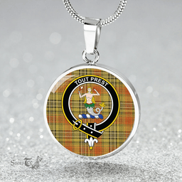 Scottish Murray Mungo Modern Clan Tartan Circle Necklace - Crest Classic Scottish Plaid Tartan Plaid