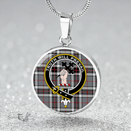 Scottish Thomson Dress Grey (Thompson Dress Grey) Ancient Clan Tartan Circle Necklace - Crest Classic Scottish Plaid Tartan Plaid