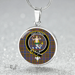 Scottish Murray Bed Cover Modern Clan Tartan Circle Necklace - Crest Classic Scottish Plaid Tartan Plaid