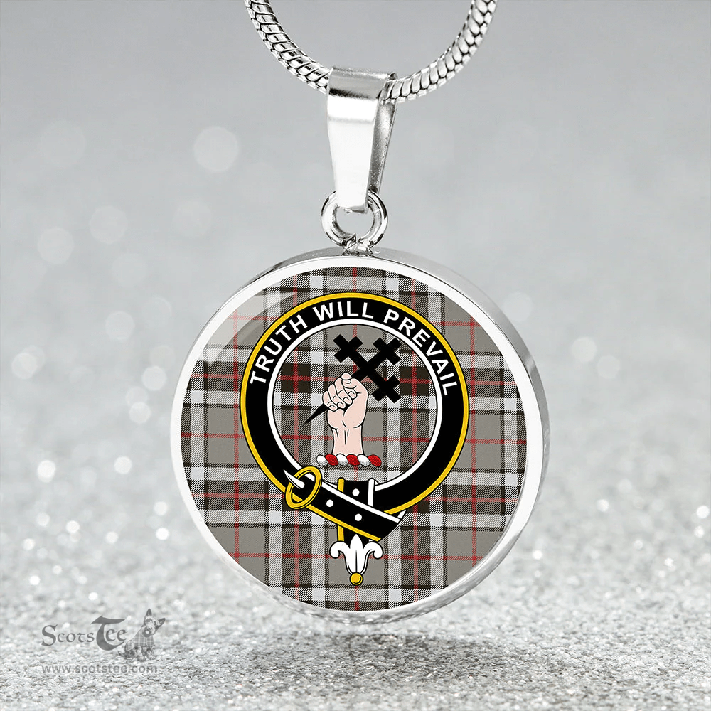 Scottish Thomson Dress Grey (Thompson Dress Grey) Modern Clan Tartan Circle Necklace - Crest Classic Scottish Plaid Tartan Plaid