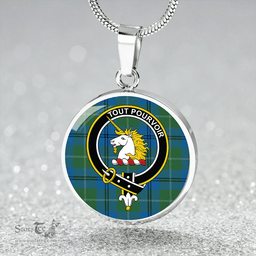 Scottish Oliphant Ancient Clan Tartan Circle Necklace - Crest Classic Scottish Plaid Tartan Plaid